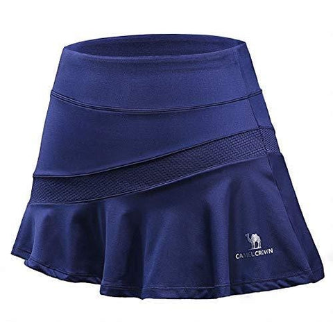 CAMELSPORTS Women Casual Active Sport Skirt Tennis Golf Skorts Pleated for Athletic Running Workout with Built-in Shorts Navy XL