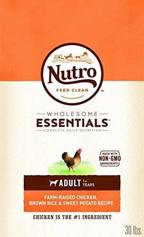 NUTRO WHOLESOME ESSENTIALS Natural Adult Dry Dog Food Farm-Raised Chicken, Brown Rice & Sweet Potato Recipe, 30 lb. Bag