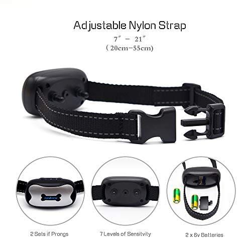 POP VIEW Dog Anti Bark Collar, Small, Medium, Large Dogs, 7 Adjustable Levels with Sound and Vibration, No Shock, Harmless & Humane, Stops Dogs Barking
