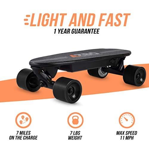 AZBO Portable Mini Electric Skateboard with Remote Control 400W Motor UL2272 Certified Motorized C9 Skateboard with Wireless Remote | 11 MPH Top Speed Electric Longboard