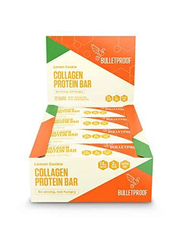 Bulletproof Bars Collagen Protein, Perfect Snack for Keto Diet, Paleo, Gluten-Free, for Men, Women, and Kids (Lemon Cookie)