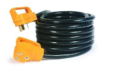 Camco Heavy Duty Outdoor Extension Cord for RV and Auto with Easy PowerGrip Handles- 30 Amp (3750W/125V), 10-Gauge 25ft (55191)