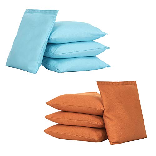 UKASE Set of 8 Cornhole Bean Bags Made with Regulation Duck Cloth Cornhole Bag Baby Blue and Coffee
