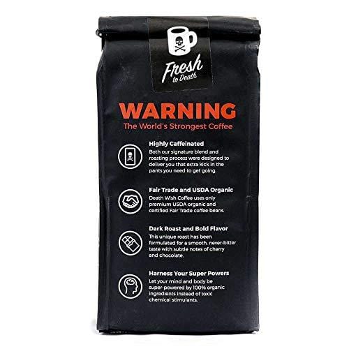 Death Wish Organic USDA Certified Whole Bean Coffee, 16 Ounce Bag