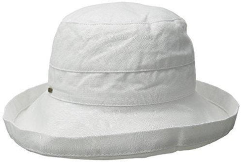 Scala Women's Medium Brim Cotton Hat, White, One Size