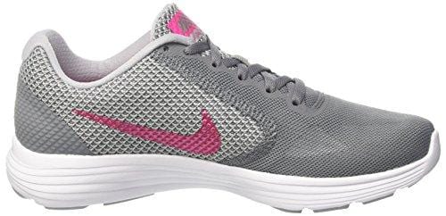 NIKE Ladies Revolution 3 Running Shoes - Cool Grey/Deadly Pink-Wolf Grey-White, 8.5 M US