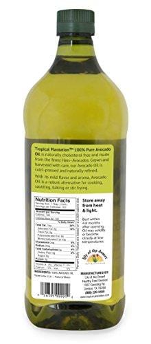 Tropical Plantation 51oz 100% Pure Avocado Oil, Cholesterol Free Made from Hass-Avocados, Cold-Pressed and Natural Refined by Lily of the Desert