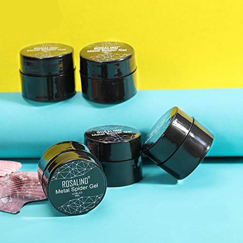 ROSALIND Metal Spider Gel Nail Polish Pull Wire for Nail Art Design Acrylic Nail Paste Painting Decoration Draw Silk Varnish Need UV Dryer Lamp