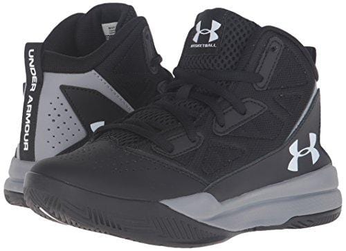 Under Armour Men's Grade School Jet Mid Basketball Shoe, Black (001)/Steel, 7