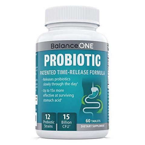 Balance ONE Probiotics - Gut Health Probiotic - Boosts Immunity - Time-Release, Shelf Stable - 15 Billion CFU Probiotic with 12 Strains - Lactobacillus Plantarum, Acidophilus - 2 Month Supply