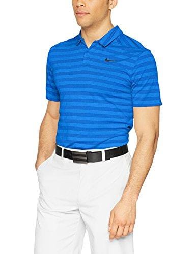 NIKE Men's Dry Stripe Golf Polo, Game Royal/Black, Large
