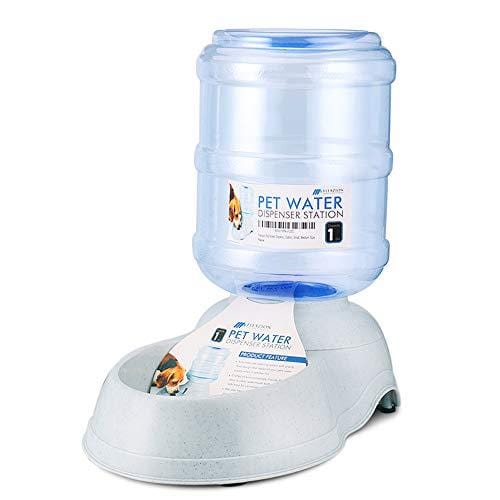 Flexzion Pet Water Dispenser Station, Self Replenish Pet Waterer Automatic Gravity Fed Drinking Fountain Stand with Antimicrobial Microban Plastic for Dog Cat Animal - (1 Gallon)