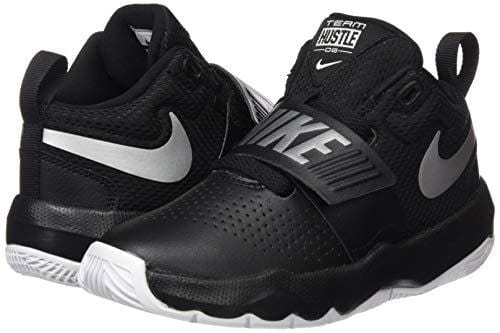 Nike Boys' Team Hustle D 8 (PS) Basketball Shoe, Black/Metallic Silver - White, 13C Regular US Little Kid