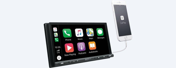 Sony XAV-AX5000 Compatible with CarPlay & Android Auto Receiver + Rear View Camera & Steering Wheel Interface