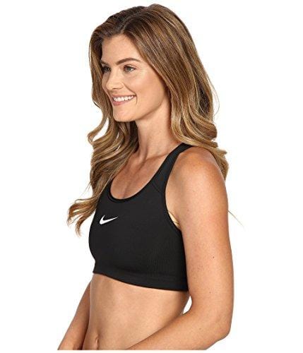 NIKE Women's Swoosh Sports Bra, Black/White, Medium