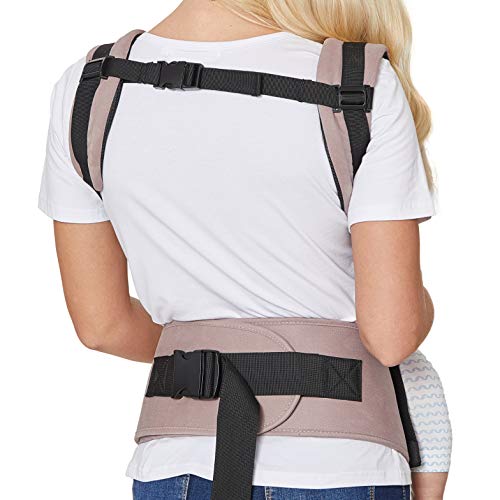 Baby Carrier Hip Seat 100% Cotton - Pocket & Removable Hoodie/Head Support - Adjustable & Breathable - Neotech Care Brand - for Infant, Child, Toddler - Grey