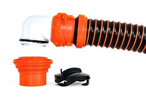 Camco RhinoEXTREME 20ft RV Sewer Hose Kit, Includes Swivel Fitting and Translucent Elbow with 4-In-1 Dump Station Fitting, Crush Resistant, Storage Caps Included - 39867