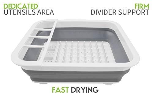 SPENING Collapsible Dish Drying Rack - Dish Drainer Drainboard Set for Small Kitchen Camper RV Caravan Travel Trailer