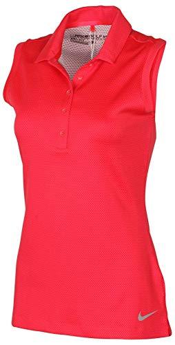 Nike Women's Dri-Fit Textured Sleeveless Golf Polo-Light Fusion Red-XS