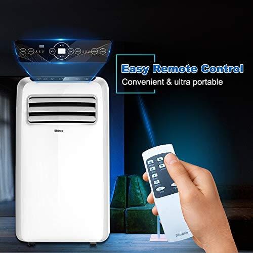 Shinco SPF2-08C 8,000 BTU Portable Air Conditioner,Dehumidifier Fan Functions,Rooms up to 200 sq.ft, Remote Control, LED Display, White