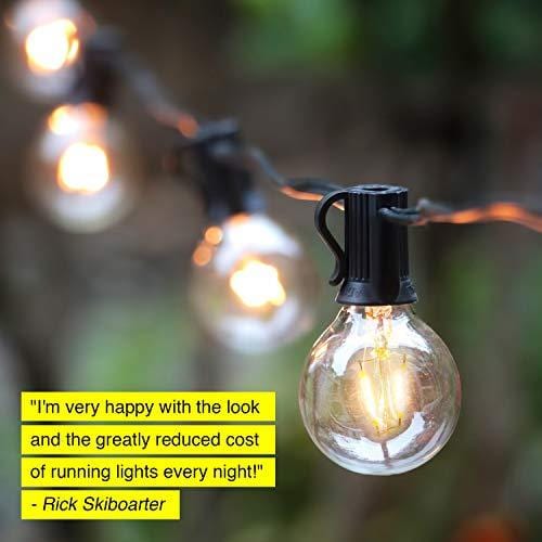 Brightech Ambience Pro - LED Outdoor Globe String Lights - Hanging 1W Vintage Edison Bulbs - Waterproof Patio Lights Create Cafe Ambience On Your Balcony - 26 Ft - Black