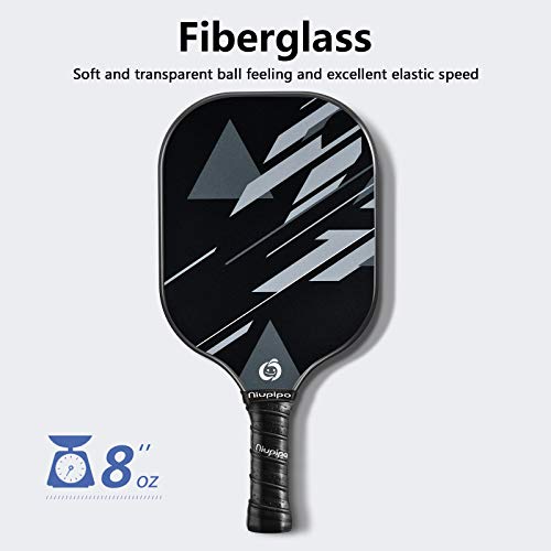 niupipo Pickleball Paddles, Pickleball Set, 2 Pickleball Rackets, 4 Pickleball Balls and 1 Pickleball Bag, Fiberglass Surface, Polypropylene Honeycomb Core, Lightweight Pickleball Paddle