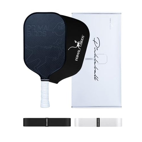 PrimalBirds Premium Pickleball Paddle Racket with Cushion Comfort Pickleball Paddle Grip | Graphite Carbon Surface | Honeycomb Core | Classic Black
