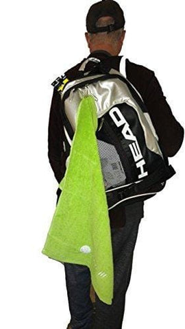 Springcreek Gear Hangable, 100% Cotton Tennis Towel with a Hook (Black and Tennis Ball Green) (Green)