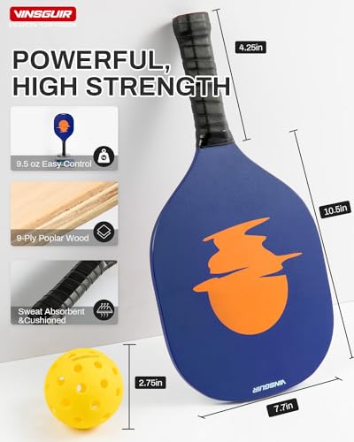 VINSGUIR Pickleball Net Set, Portable Pickleball Net with 4 Pickleball Paddles, 8 Pickleballs, 1 Carry Bag, 22 FT Regulation Size Pickleball Net Set for Beginners, Outdoor Indoor Driveway Home