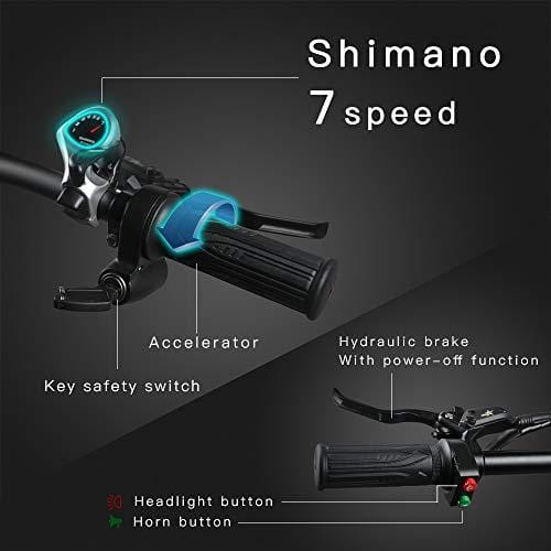 W Wallke 26 inch Folding Aluminum Electric Bike 48V 10.4ah Removable Battery Fat Tire Snow Mountain Bike 750W Beach Cruiser Adult Assisted E-Bike Double Disc Hydraulic Brake