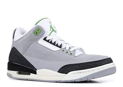 Jordan 136064-006: Mens Air 3 Retro Tinker Light Grey/Chlorophyll/Black Sneakers (9 D(M) US Men)