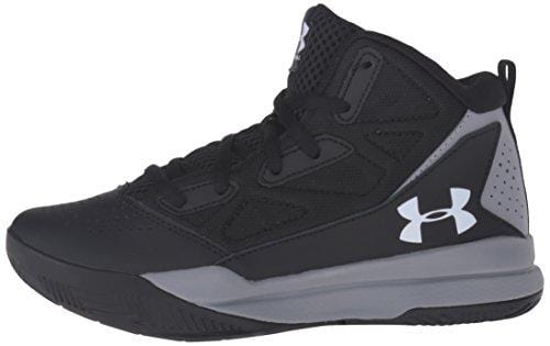 Under Armour Men's Grade School Jet Mid Basketball Shoe, Black (001)/Steel, 7