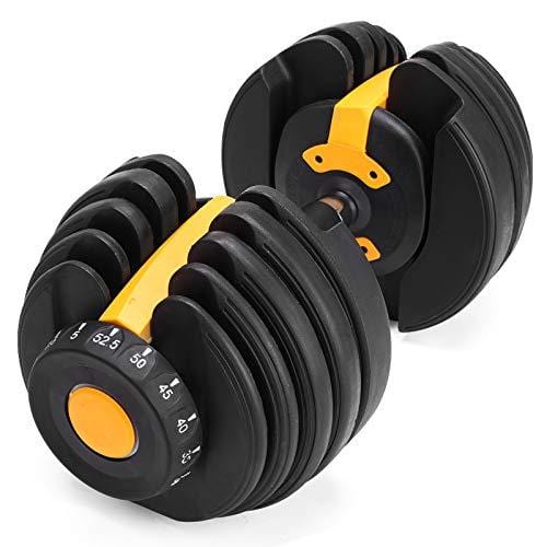 Popsport 52.5LBS Adjustable Dumbbell 1 PCS Fitness Dumbbell Standard Adjustable Dumbbell Handle Weight Plate Home Gym System- Building Muscle
