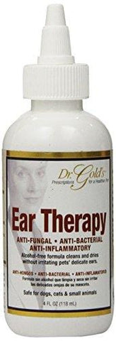 Dr. Gold's Ear Therapy - Medicated Formula Treats Bacterial, Fungal and Yeast Infections in Dogs and Cats - Gently Cleans, Disinfects and Deodorizes Ear Canal - Alcohol-Free (4 oz.)