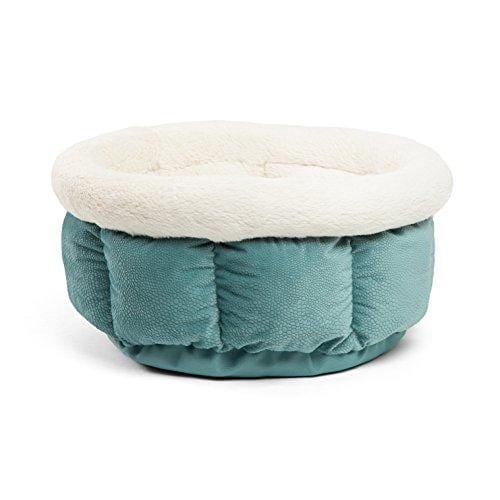 Best Friends by Sheri Small Cuddle Cup - Cozy, Comfortable Cat and Dog House Bed - High-Walls for Improved Sleep, Tidepool