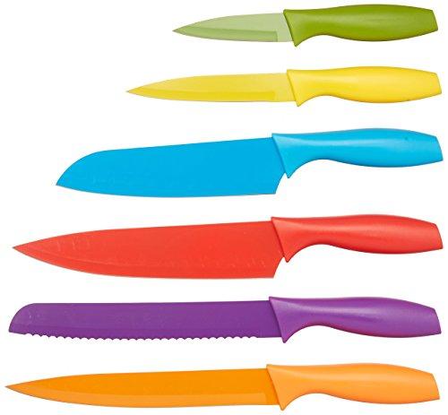 AmazonBasics 12-Piece Colored Kitchen Knife Set