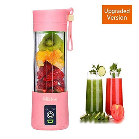 Portable Blender, Personal Size Eletric USB Juicer Cup, Fruit, Smoothie, Baby Food Mixing Machine with Updated 6 Blades,Magnetic Secure Switch Electric Fruit Mixer for Superb Mixing 380ml (Pink)