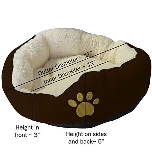 Evelots Soft Pet Bed,For Cats & Dogs, 17"D x 5"H, Brown