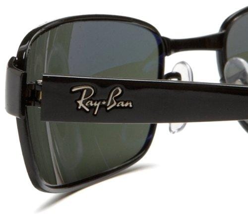 Ray-Ban Men's Rb3364 Polarized Rectangular Sunglasses, Black, 61.7 mm