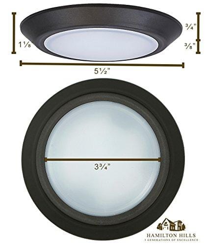New Round Flush Mount Thin Ceiling Light |  LED Disc Shaped Thinnest Round Dimmable Lighting Fixture | Direct Wire Lights | No Drywall Work Required | 3000K Bright White | 5.5" Oiled Bronze