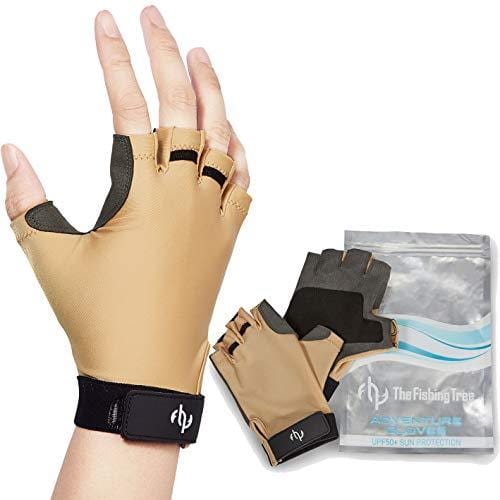 Fingerless Gloves for Men & Women, Certified UPF 50+ UV Sun Protection,  Half Finger Glove UV Sun Block, for Kayak, Fishing, Paddling, Sailing,  Rowing