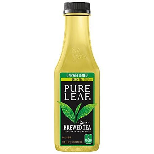 Pure Leaf Iced Tea, Unsweetened Green Tea, Real Brewed Tea, 0 Calories, 18.5 Ounce (Pack of 12)