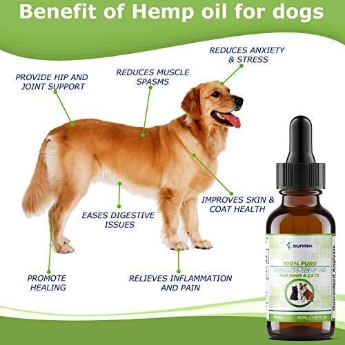 Hemp Oil for Dogs and Cats, 100% Pure, Made in USA, Promotes Natural Anxiety Relief, Mood and Sleep, Hip and Joint Health