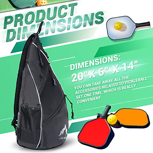 HIMAL Pickleball Bag- Adjustable Pickleball,Tennis,Racketball Sling Bag - Pickleball Backpack with Water Bottle Holder for Men and Women…