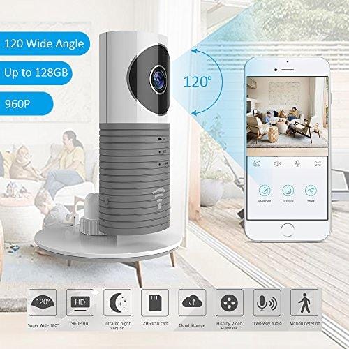 Clever Dog HD Pet Camera, Wifi Home Camera with Night Vision, SD Card Alarm Recording and Cloud Storage, Wide Angle, Two-way Audio, , AI Motion Alerts with iOS, Android App for Home/Baby/Pet Monitor