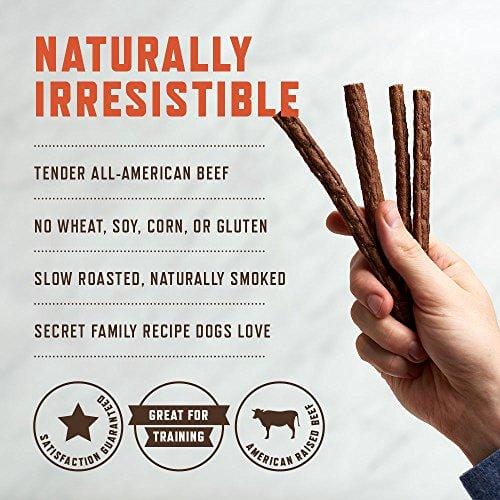 Rocco & Roxie - Jerky Dog Treats Made in USA - Slow Roasted Snacks for Dogs - Natural Grain Free Pet Treat Soft Chews - Delicious, Tender and Healthy 6" Jerkey Sticks - All USDA Inspected Beef - Dig