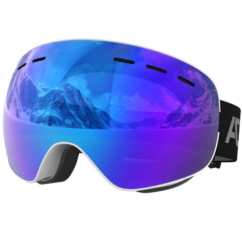 ACURE Ski Goggles- OTG Frameless Snow Snowboard Goggles of Dual Lens with Anti Fog and UV400 Protection for Men, Women, Adults & Youth (Blue)