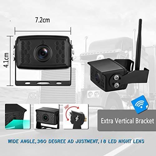 FHD 1080P Digital Wireless Dual Backup Camera 7'' Monitor Kit Split Screen for Trailer/RV/Truck/Camper Rear/Side/Front View Camera Night Vision IP69K Waterproof Driving/Reversing Use