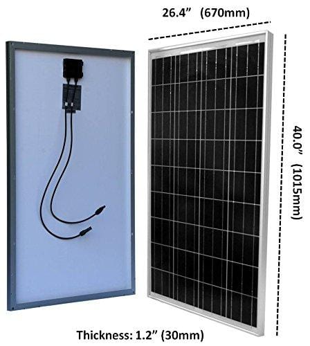 WindyNation 100 Watt Solar Panel Off-Grid RV Boat Kit with LCD PWM Charge Controller + Solar Cable + MC4 Connectors + Mounting Brackets