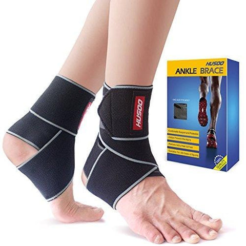 Ankle Brace, Husoo Breathable Ankle Support, Compression Ankle Wrap for Sports Protect, Ankle Sprain, Plantar Fasciitis, One Size Fits All